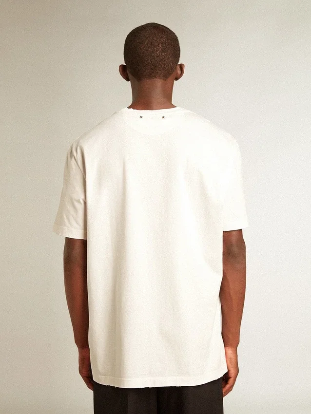 Weißes Herren-T-Shirt mit Used-Look