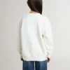 Weißes Mädchen-Sweatshirt mit mehrfarbigem goldenem Schriftzug auf der Vorderseite