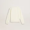 Weißes Mädchen-Sweatshirt mit mehrfarbigem goldenem Schriftzug auf der Vorderseite