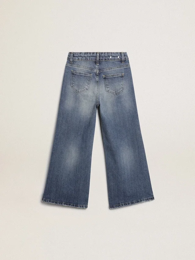 Weit geschnittene Jeans aus mittelblauem Bull-Denim