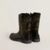 Wish Junior-Stiefel aus schwarzem Leder mit gelber Sternstickerei