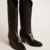 Wish Star Damenstiefel aus schwarzem Leder mit Sternstickerei