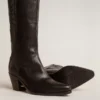 Wish Star Damenstiefel aus schwarzem Leder mit Sternstickerei