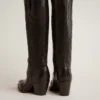 Wish Star Damenstiefel aus schwarzem Leder mit Sternstickerei