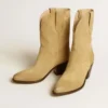 „Wish Star“-Stiefel aus sandfarbenem, gewachstem Wildleder mit Sternstickerei