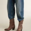 „Wish Star“-Stiefel aus taubengrauem Leder mit Ton-in-Ton-Einlagen
