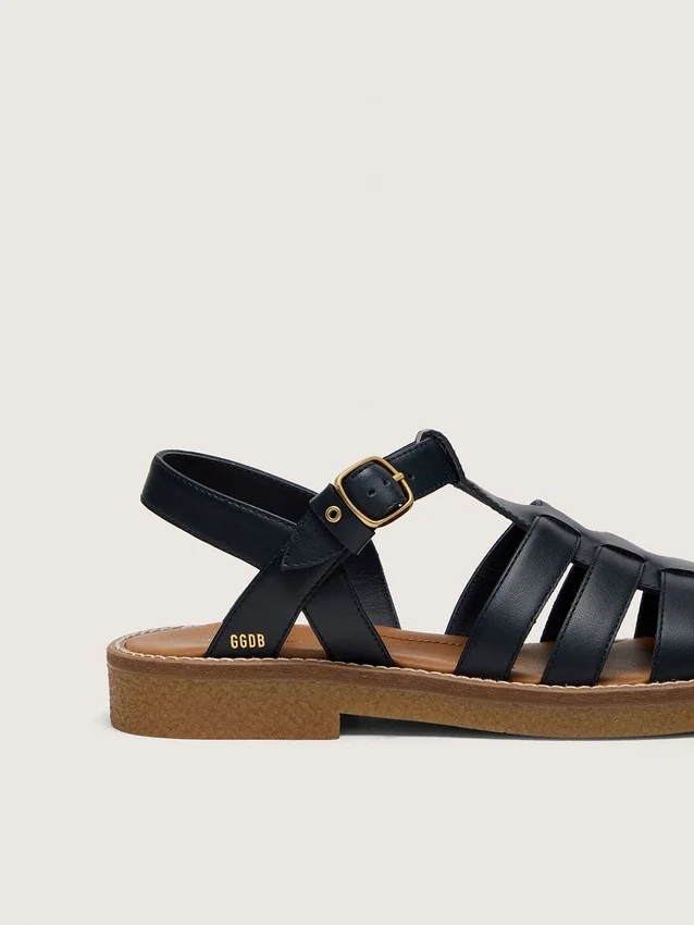 „Young Maxime“-Sandalen aus marineblauem Leder